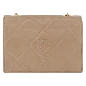 Chanel Flap Chain Leather Beige Leather Shoulder Bag Bag